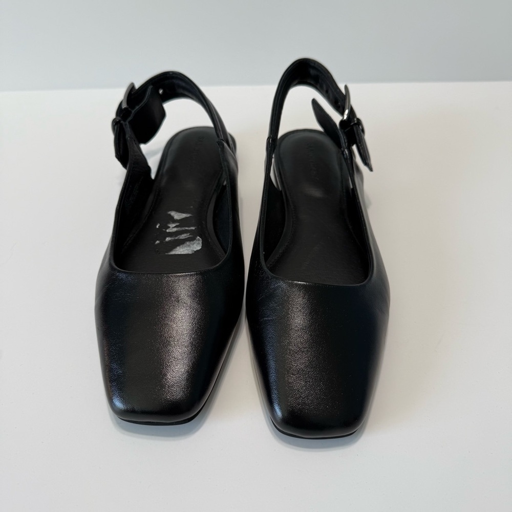 Sanctuary Kitchy Black Leather Slingback Square Toe Flats Shoes Women Size 8